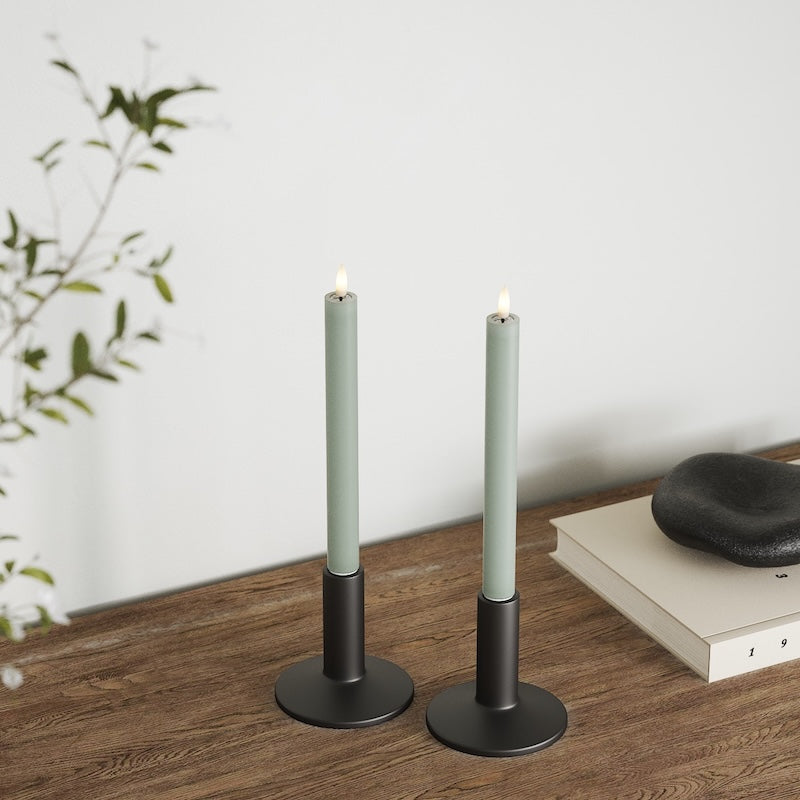 Deluxe Homeart LED Dinner candle 2 pieces, Ø 2 x 24 cm Sage Green