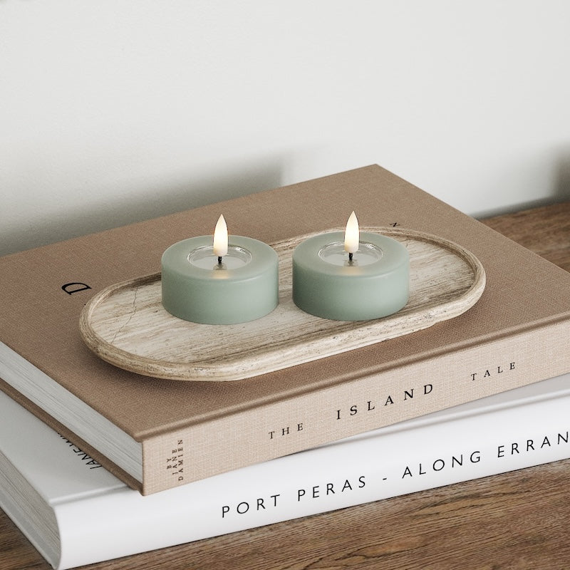 Deluxe Homeart LED Jumbo Tealight candle 2 pieces (Large) Sage Green