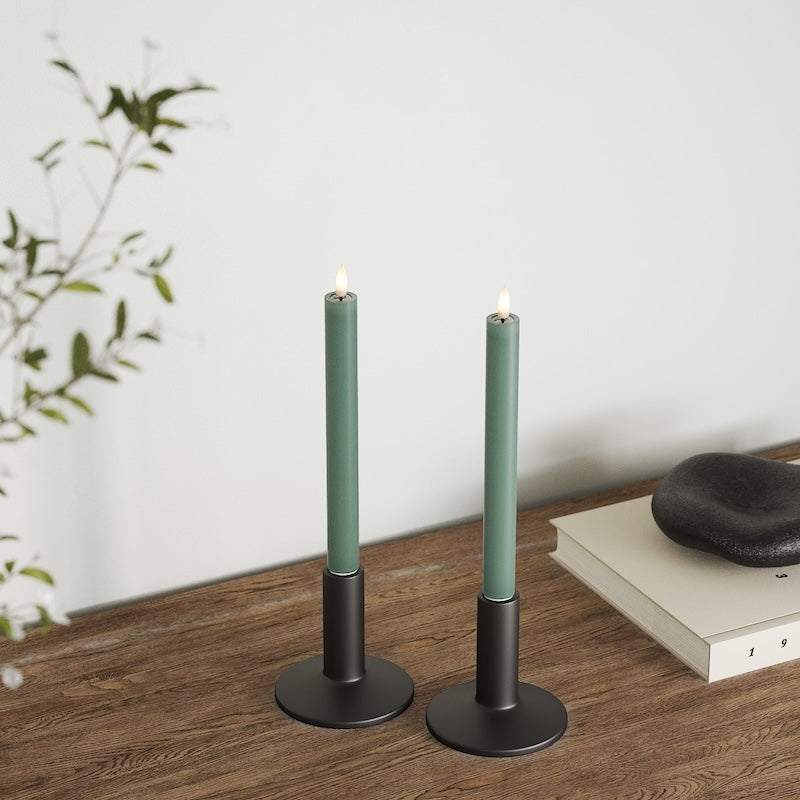 Deluxe Homeart LED Dinner candle 2 pieces, Ø 2 x 24 cm Jade Green