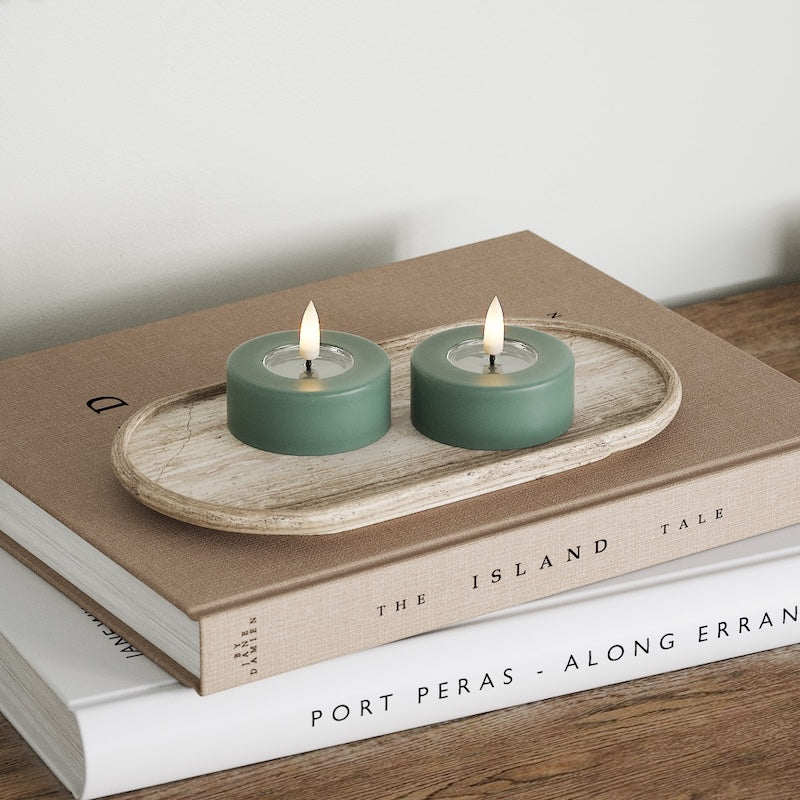 Deluxe Homeart LED Jumbo Tealight candle 2 pieces (Large) Jade Green