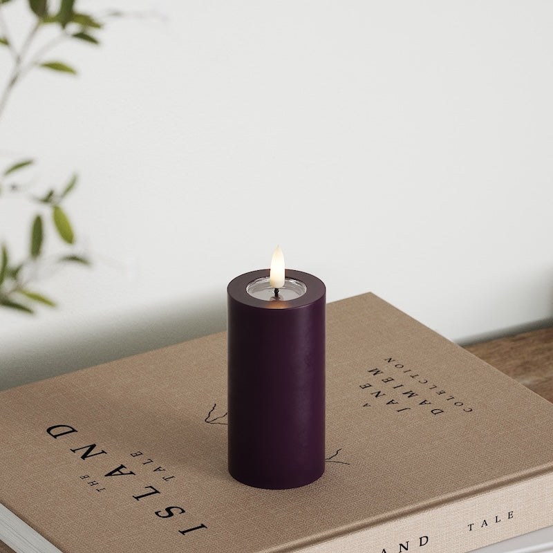 Deluxe Homeart LED Blokklys Ø 5 x 10 cm Mørkelilla