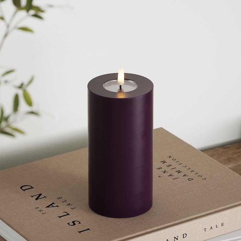 Deluxe Homeart Φωτιστικό μπλοκ LED Ø 7,5 x 15 cm Σκούρο μωβ