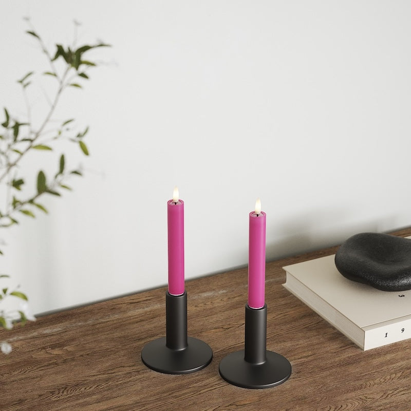 Deluxe Homeart LED Dinner candle 2 pieces, Ø 2 x 15 cm Magenta