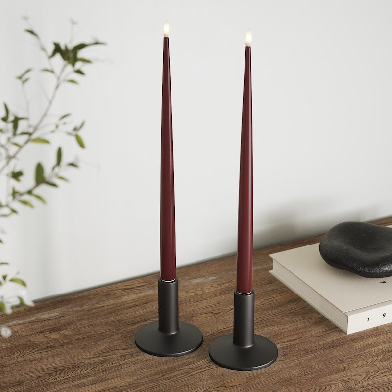 Deluxe Homeart LED Shiny Dinner candle with Varnish, 2 pcs (38 cm) Burgundy