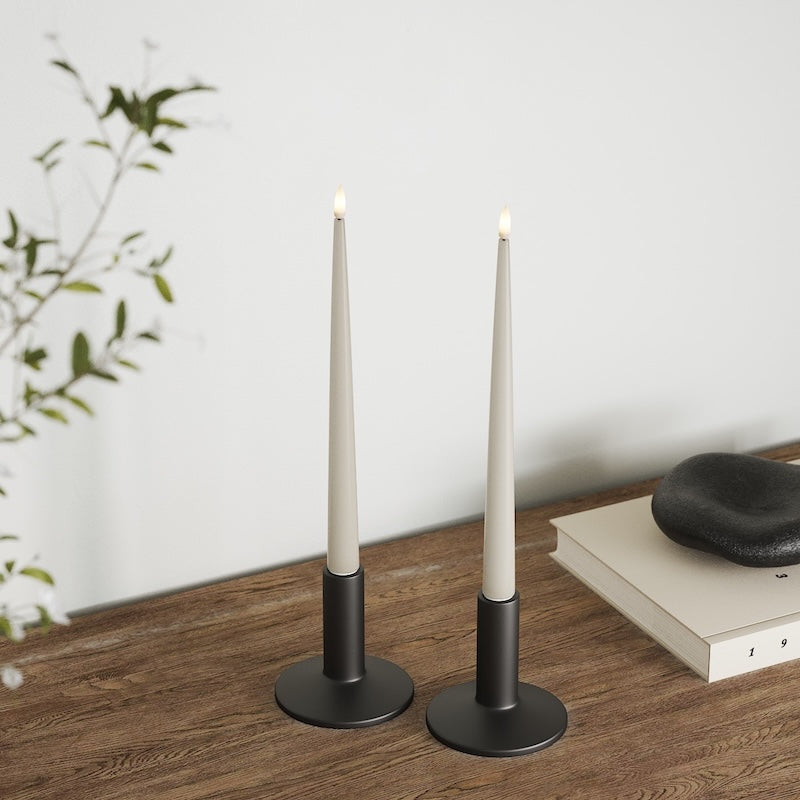 Deluxe Homeart LED Shiny Dinner candle with Lacquer, 2 pieces 28 cm Sand LED Shiny Dinner candle 2