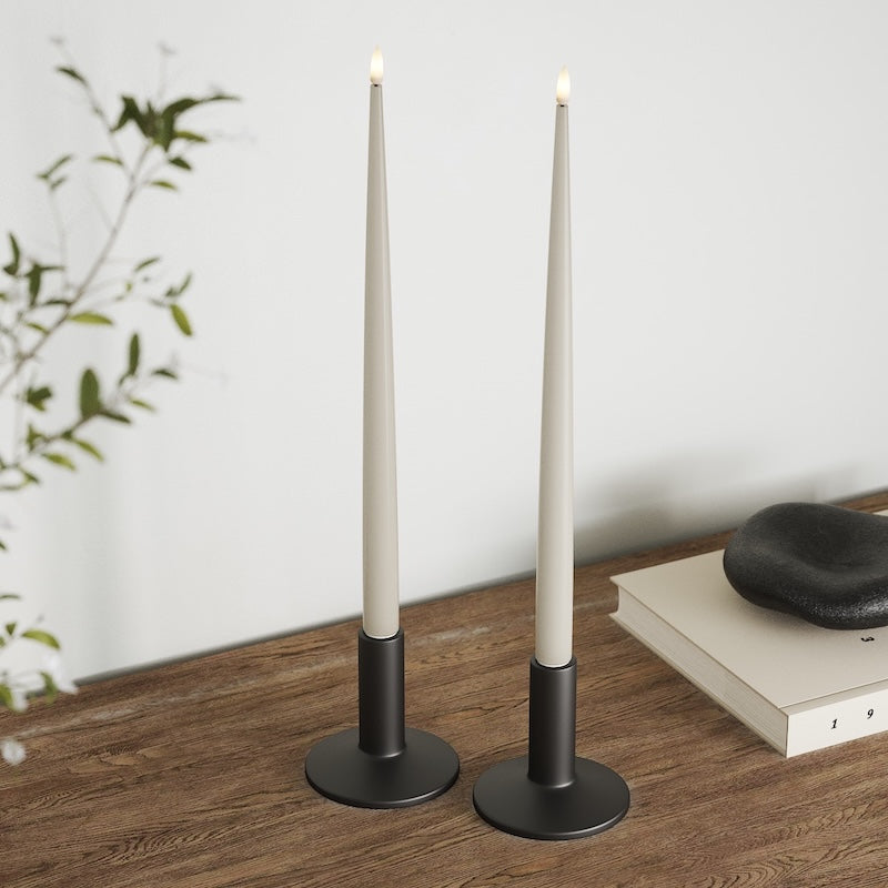 Deluxe Homeart LED Shiny Dinner candle with Lacquer, 2 pieces 38 cm Sand LED Shiny Dinner candle 2