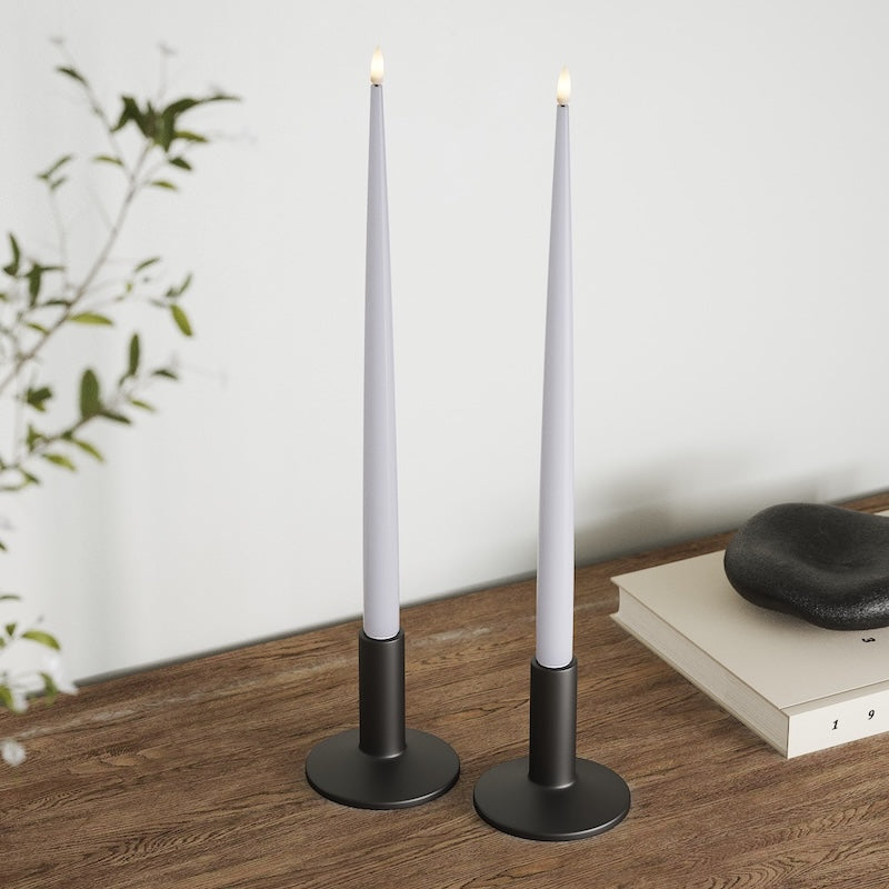 Deluxe Homeart LED Shiny Dinner candle with Lacquer, 2 pieces 38 cm Dusty Blue LED Shiny Dinner candle 2