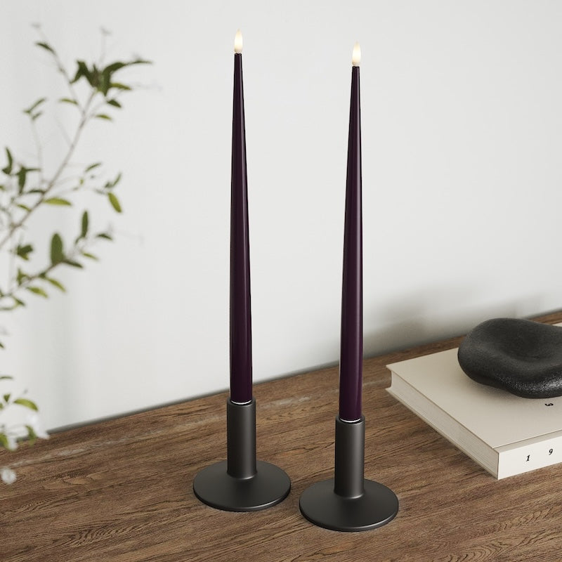 Deluxe Homeart LED Shiny Dinner candle with Varnish, 2 pcs (38 cm) Dark Purple