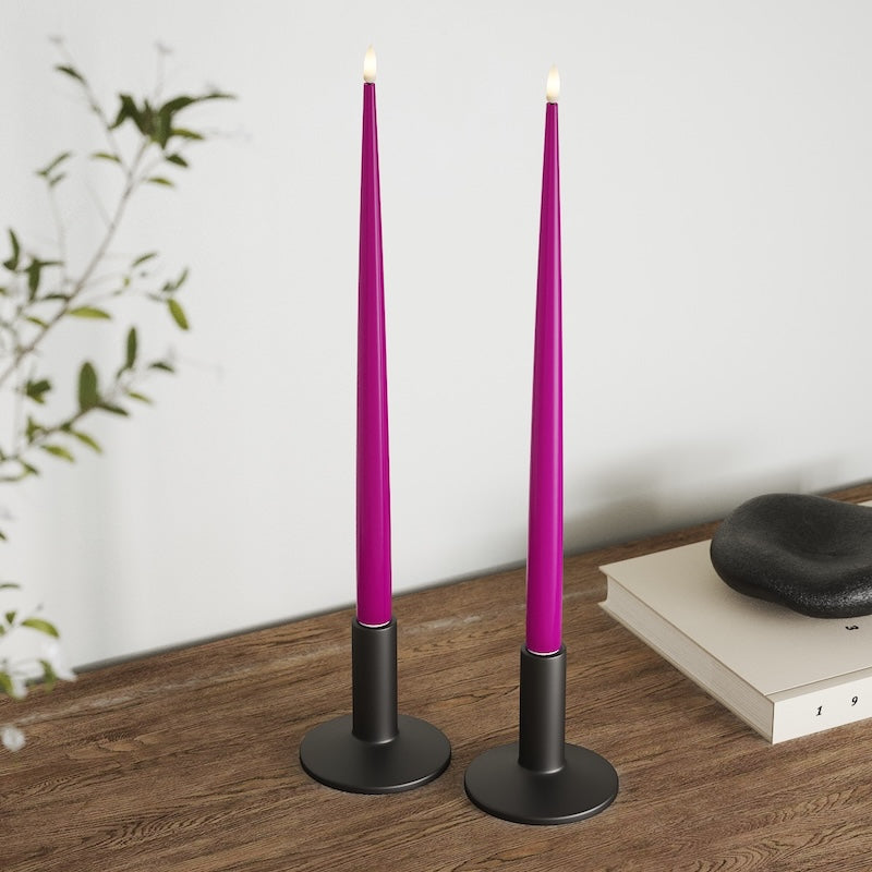 Deluxe Homeart LED Shiny Dinner candle with Lacquer, 2 pieces 38 cm Violet LED Shiny Dinner candle 2