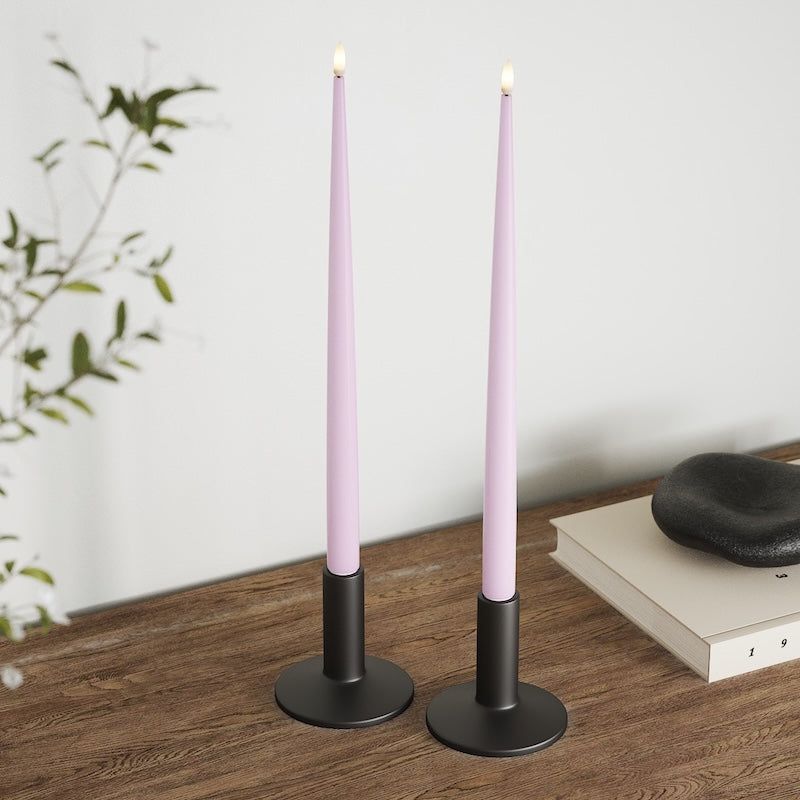 Deluxe Homeart LED Shiny Dinner candle with Varnish, 2 pcs (38 cm) Lavender