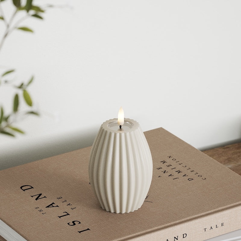 Deluxe Homeart LED Rillet lys D 7,5 x H 10 cm Sand