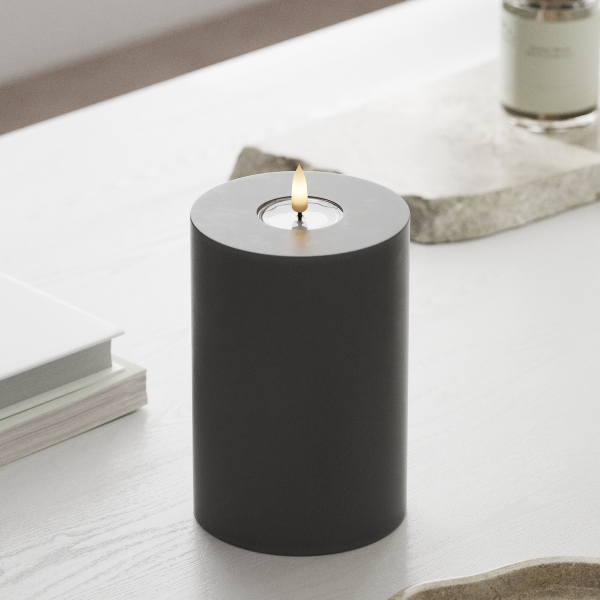 Deluxe Homeart LED Pillar candle Ø 10 x 15 cm Gray LED Pillar candle 1