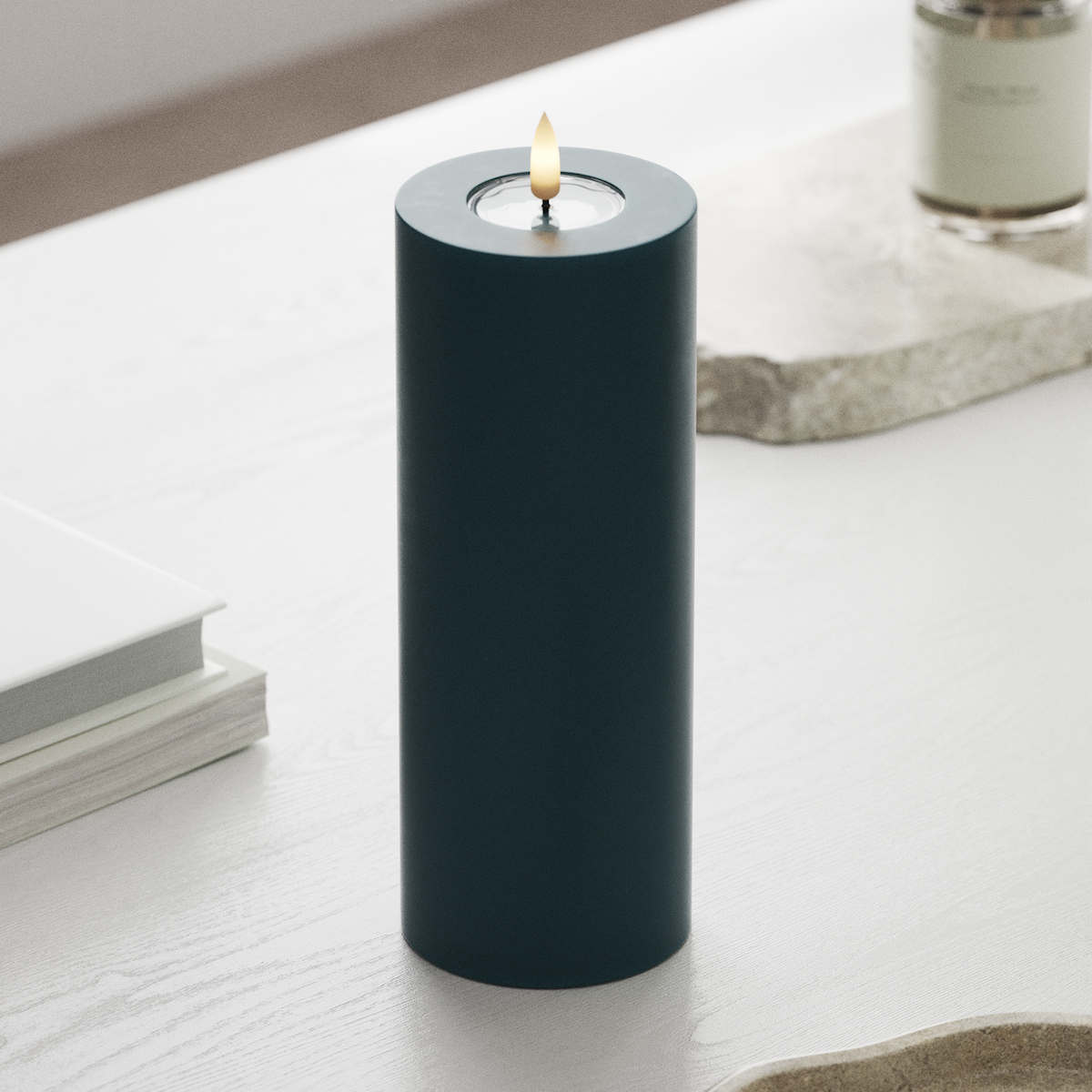 Deluxe Homeart LED Pillar candle Ø 7.5 x 20 cm Petroleum LED Pillar candle 1