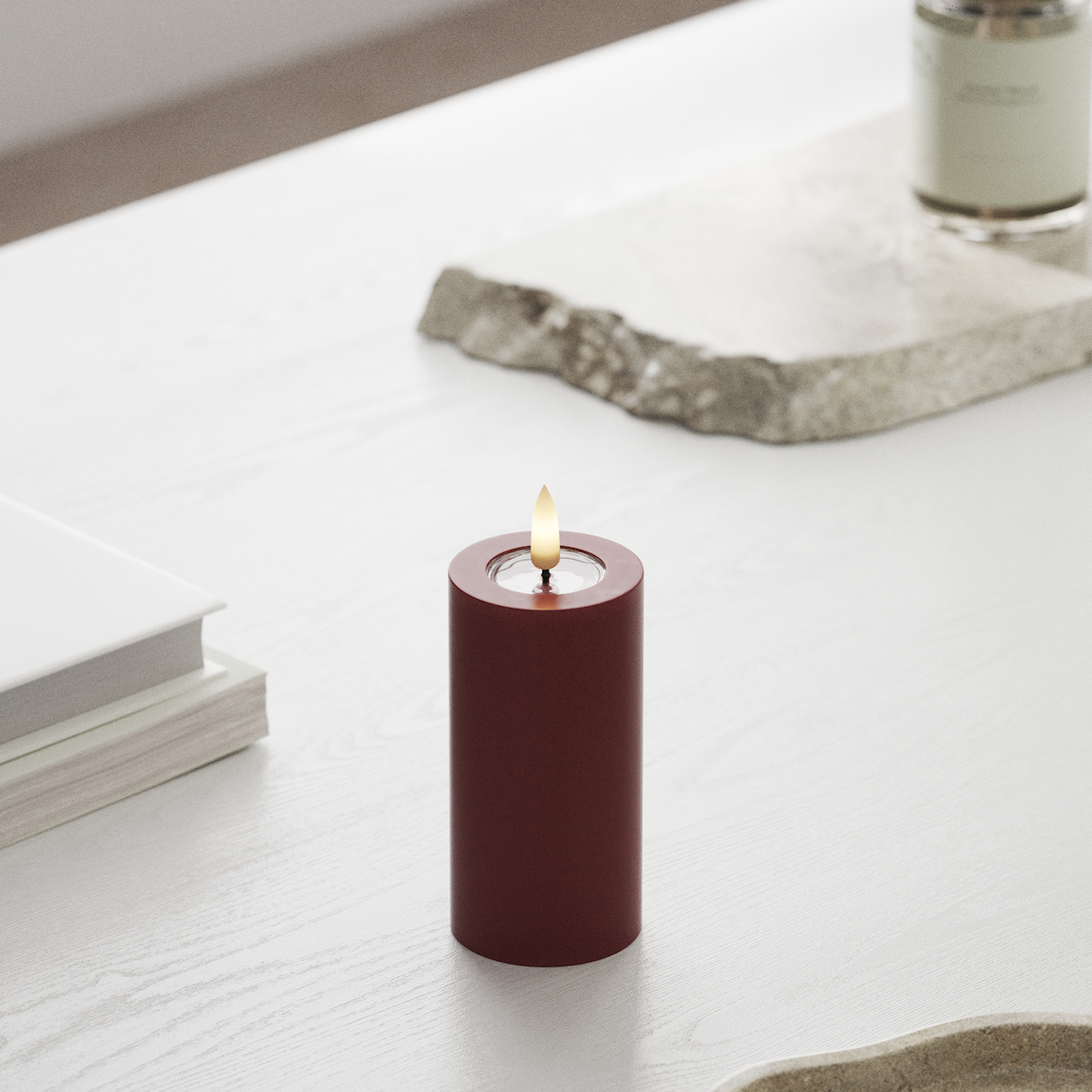 Deluxe Homeart LED Pillar candle Ø 5 x 10 cm Bordeaux LED Pillar candle 1