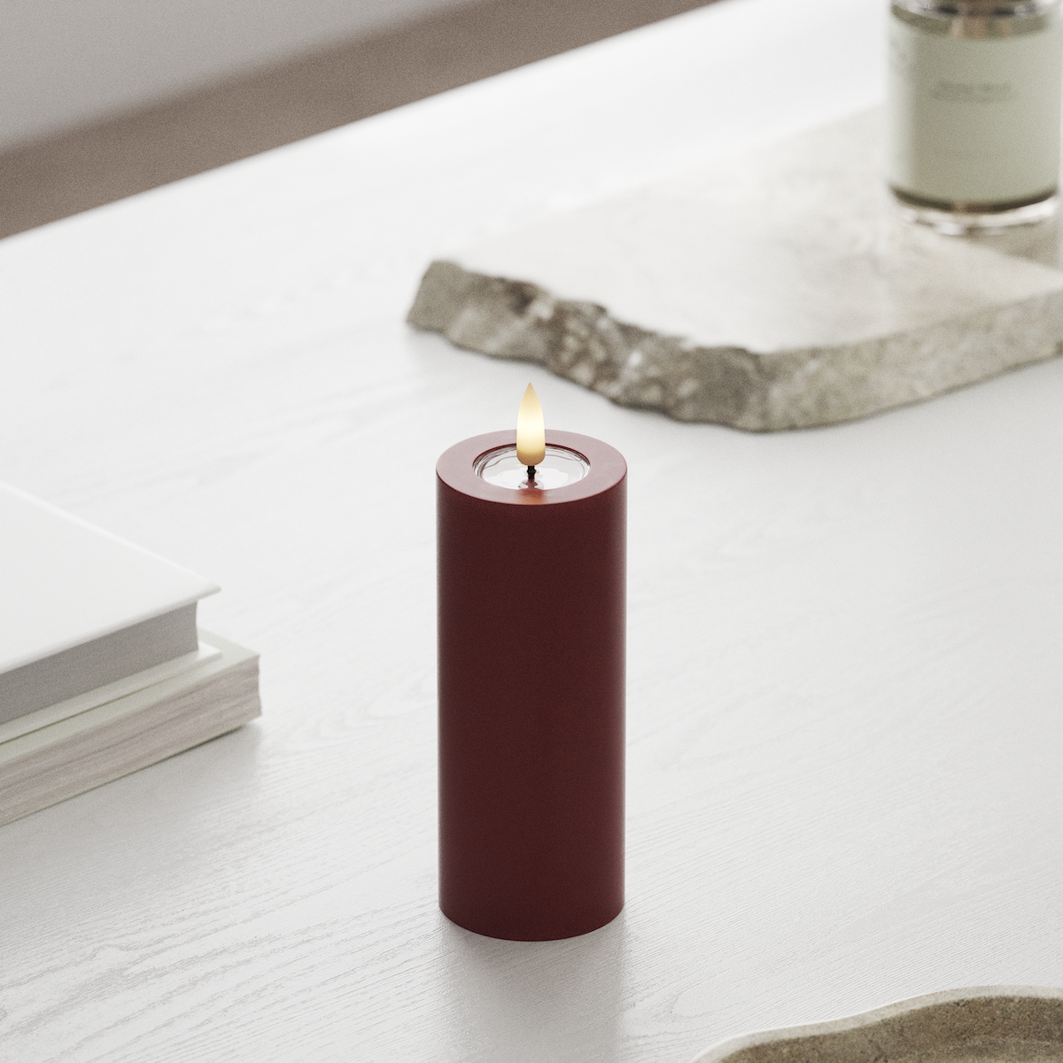 Deluxe Homeart LED Pillar candle Ø 5 x 12.5 cm Bordeaux LED Pillar candle 1