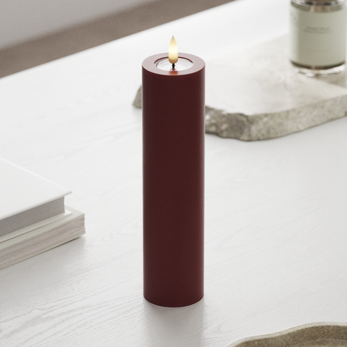 Deluxe Homeart LED Pillar candle Ø 5 x 20 cm Bordeaux LED Pillar candle 1