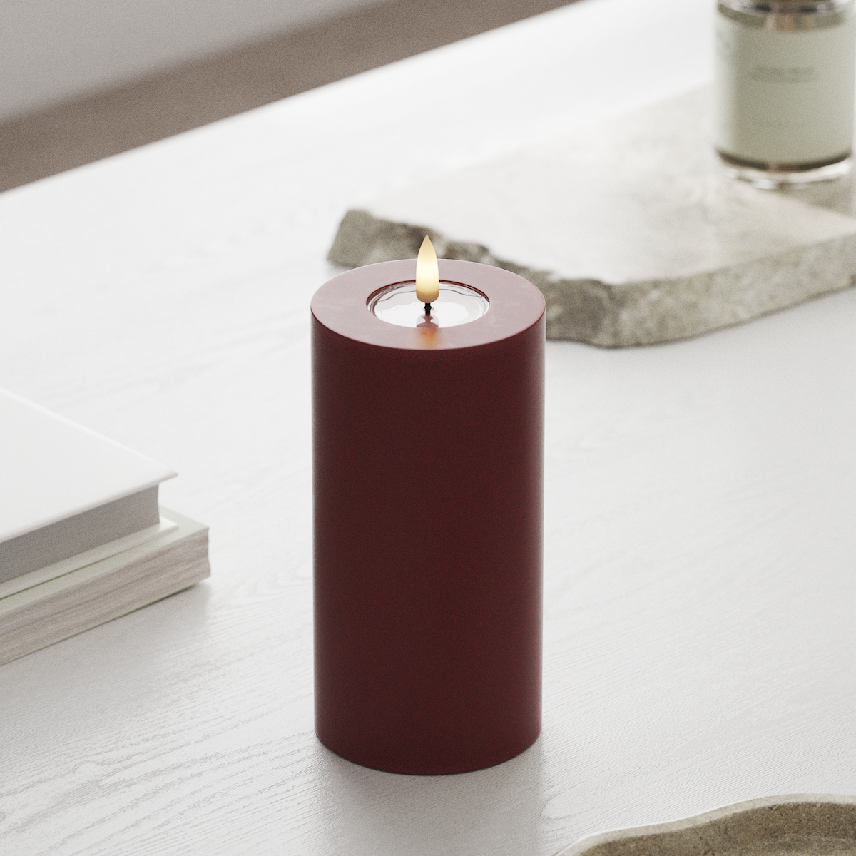 Deluxe Homeart LED Pillar candle Ø 7.5 x 15 cm Bordeaux LED Pillar candle 1