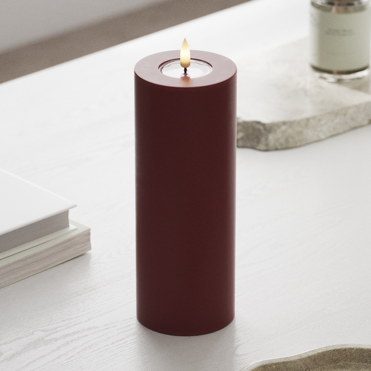 Deluxe Homeart LED Pillar candle Ø 7.5 x 20 cm Bordeaux LED Pillar candle 1