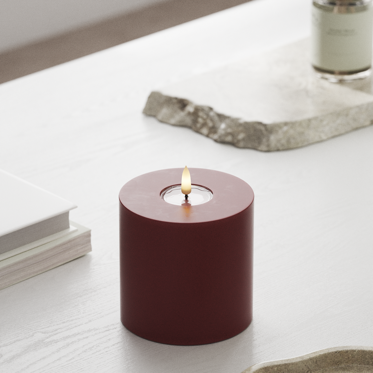 Deluxe Homeart LED Pillar candle Ø 10 x 10 cm Bordeaux LED Pillar candle 1