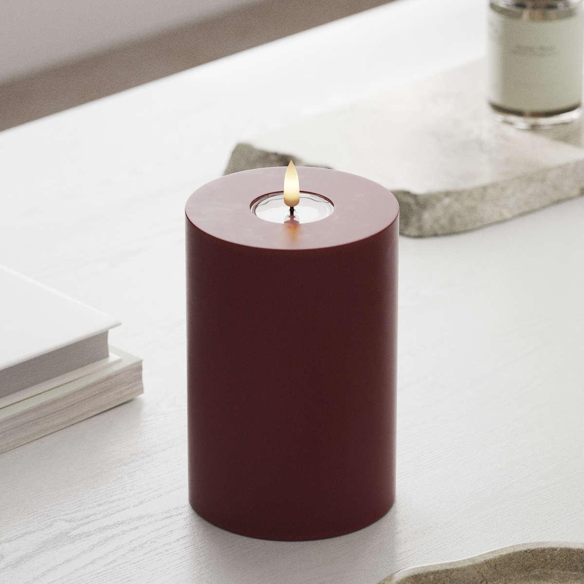 Deluxe Homeart LED Pillar candle Ø 10 x 15 cm Bordeaux LED Pillar candle 1