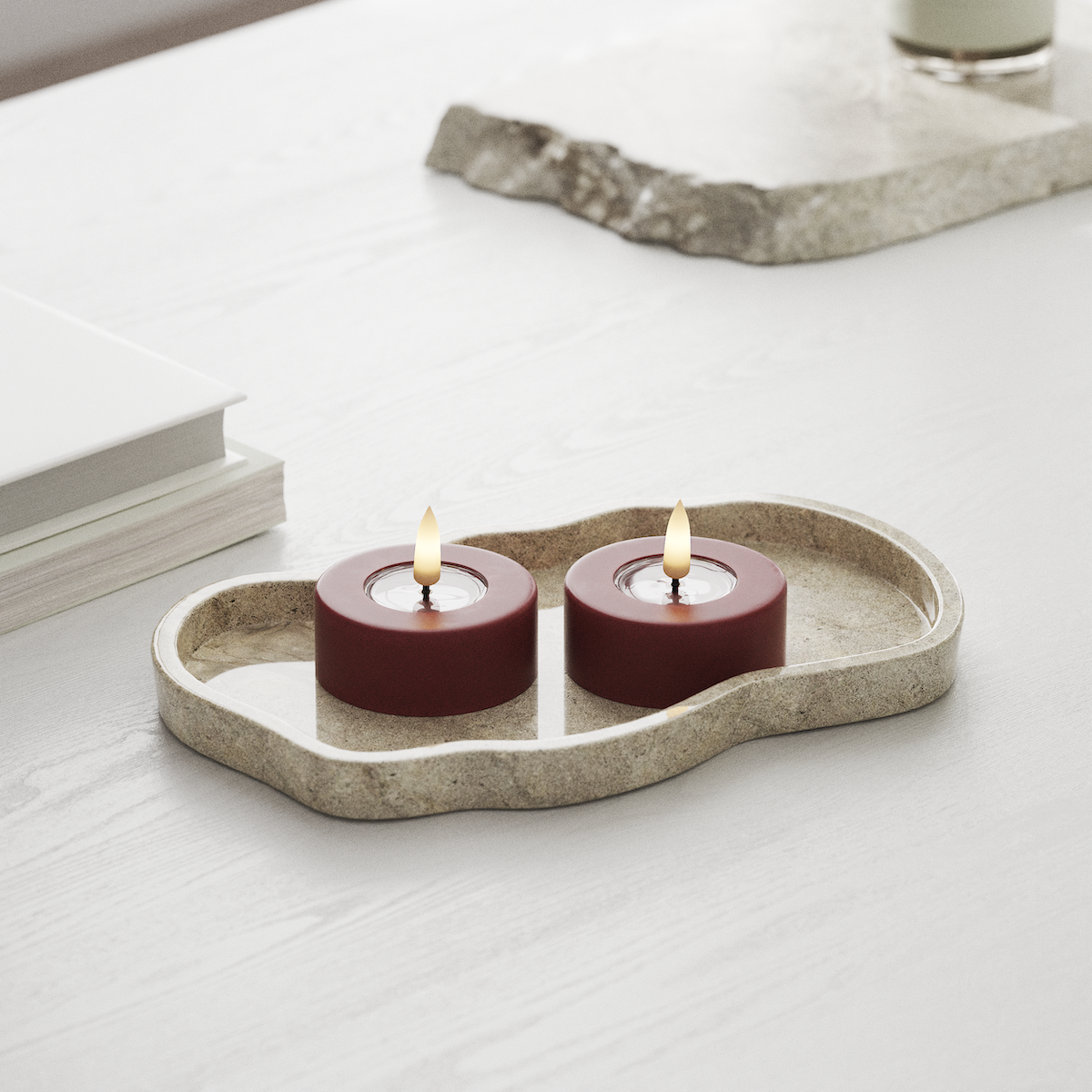 Deluxe Homeart LED Jumbo Tealight candle 2 pieces Large Bordeaux LED jumbo Tealight candle 1