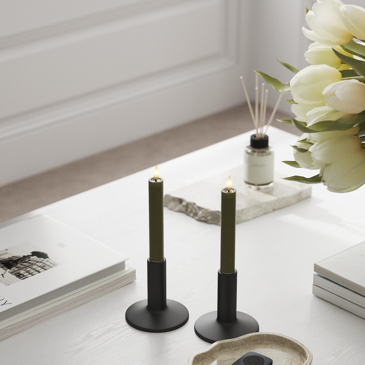 Deluxe Homeart LED φωτιστικό κορώνας 2 τμχ, Ø 2 x 15 cm Ελαιόχρωμο Φως κορώνας LED 1