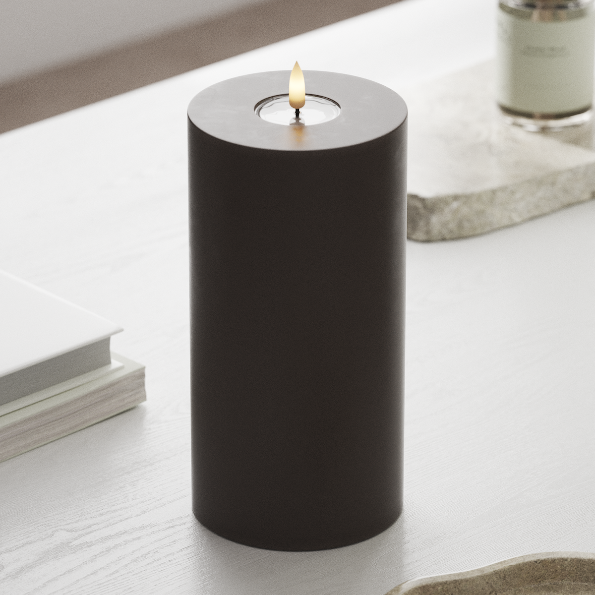 Deluxe Homeart LED Pillar candle Ø 10 x 20 cm Mocha LED Pillar candle 1