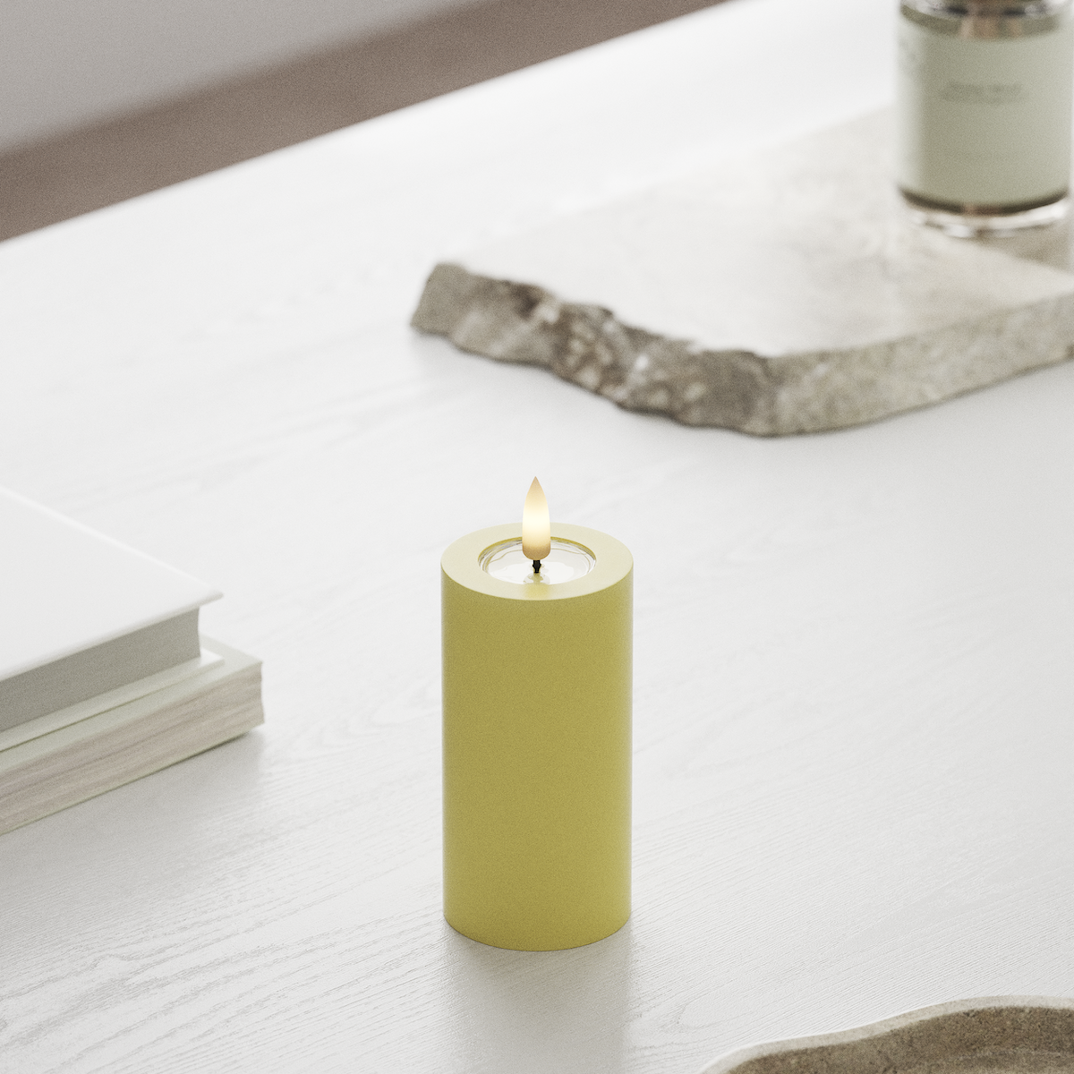 Deluxe Homeart LED Pillar candle Ø 5 x 10 cm Light Yellow LED Pillar candle 1