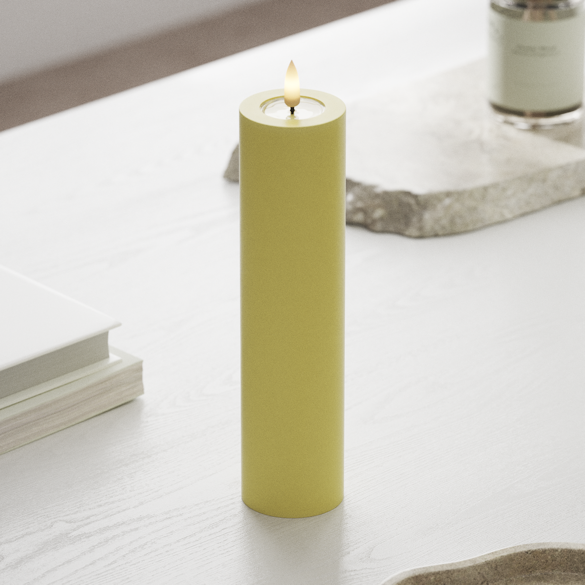 Deluxe Homeart LED Pillar candle Ø 5 x 20 cm Light Yellow LED Pillar candle 1