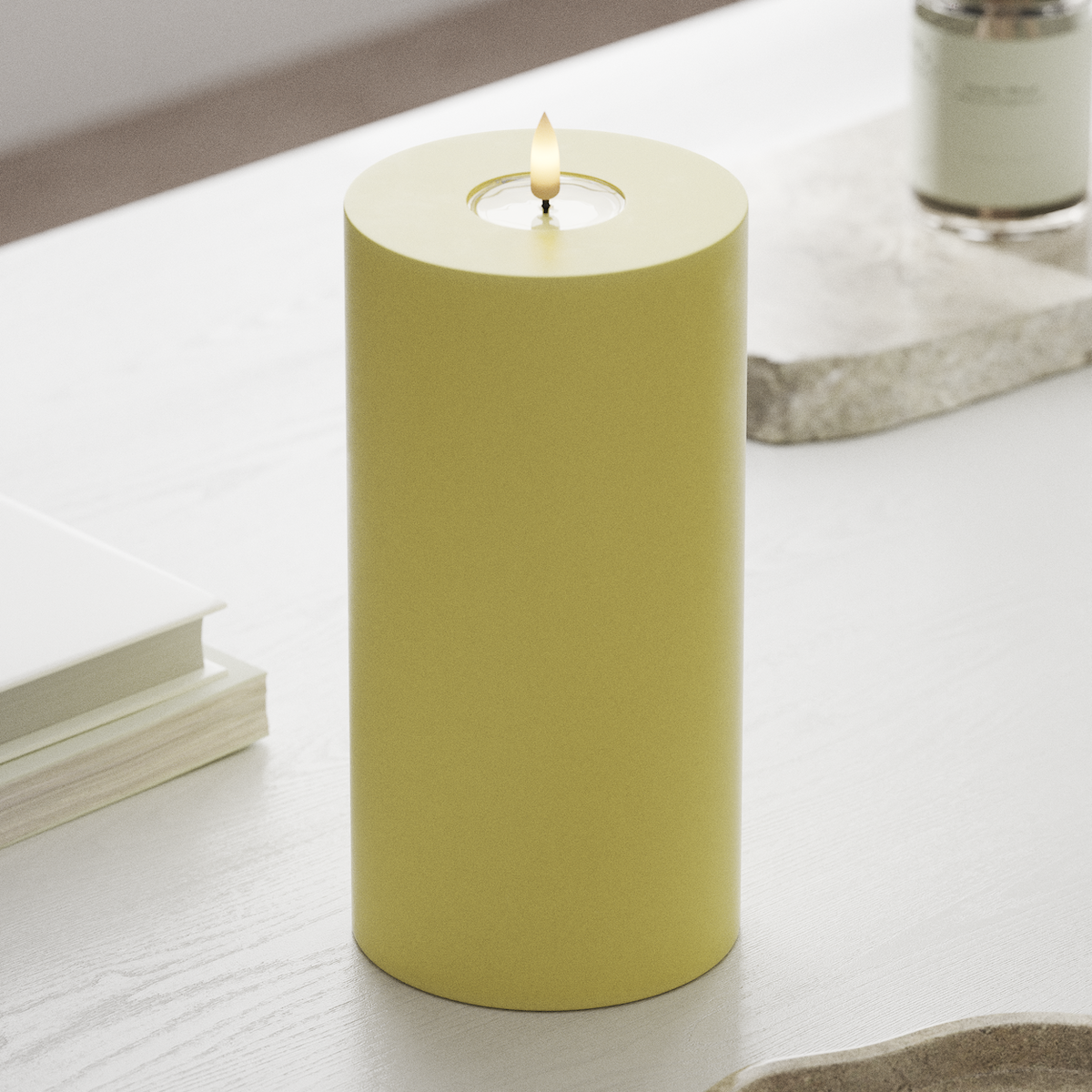 Deluxe Homeart LED Pillar candle Ø 10 x 20 cm Light Yellow LED Pillar candle 1