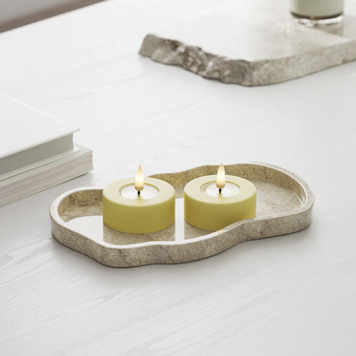 Deluxe Homeart LED Jumbo Tealight candle 2 pieces Large Light Yellow LED jumbo Tealight candle 1