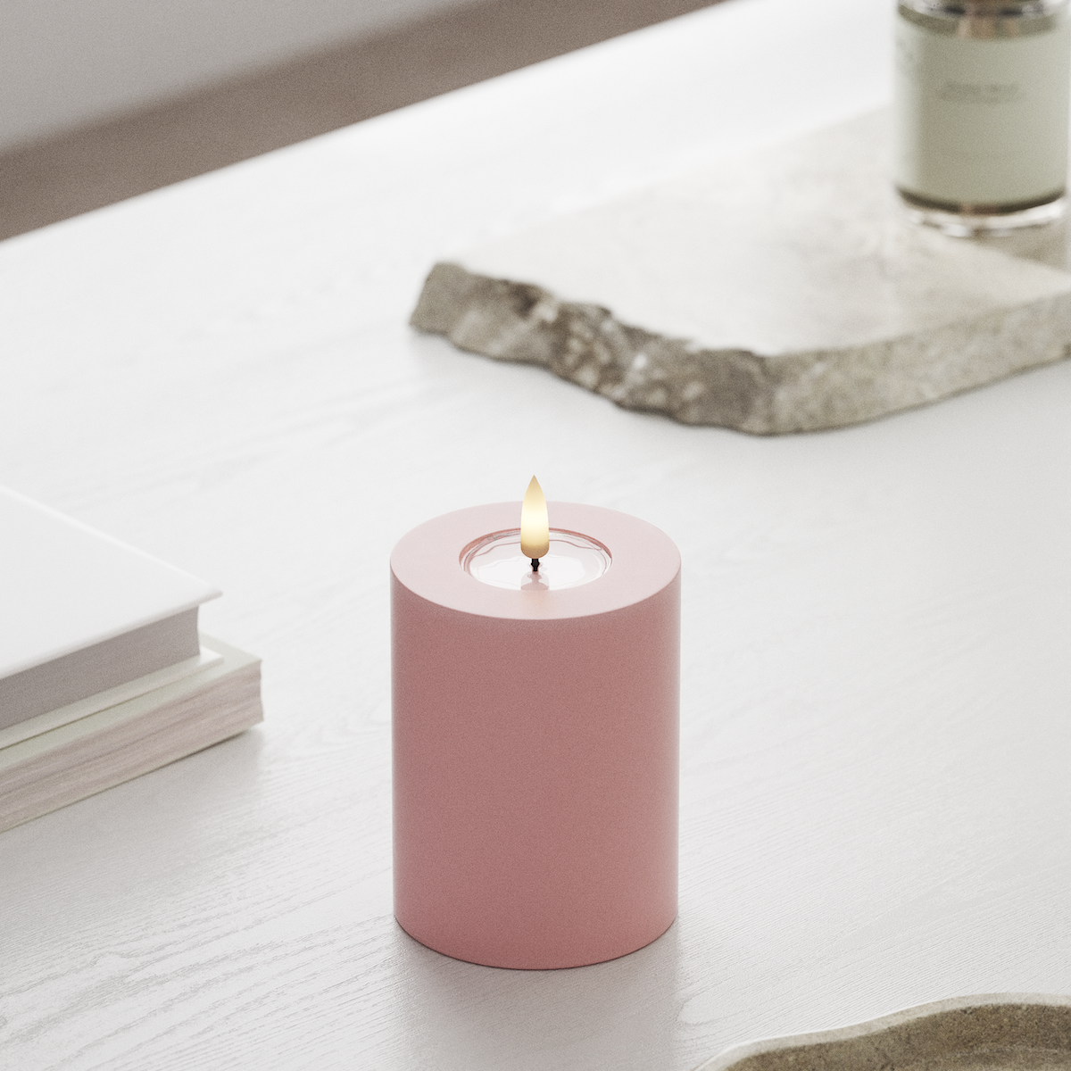 Deluxe Homeart LED Pillar candle Ø 7.5 x 10 cm Light Pink LED Pillar candle 1