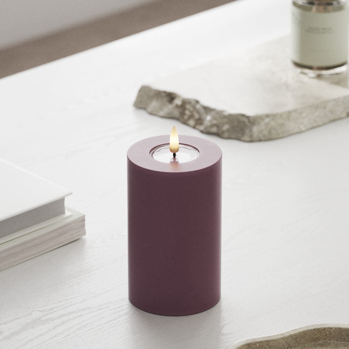 Deluxe Homeart LED Pillar candle Ø 7.5 x 12.5 cm Light Purple LED Pillar candle 1