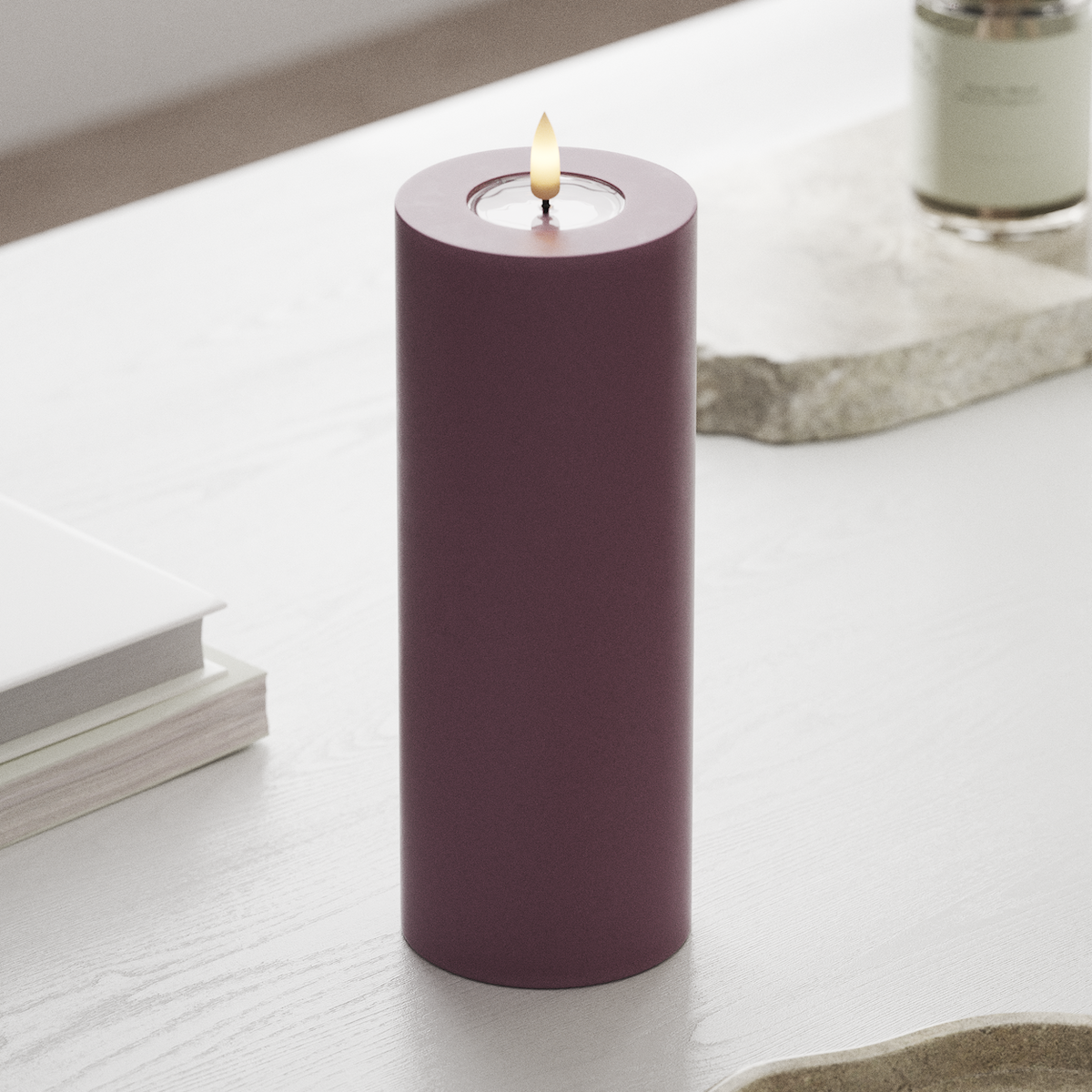 Deluxe Homeart LED Pillar candle Ø 7.5 x 20 cm Light Purple LED Pillar candle 1