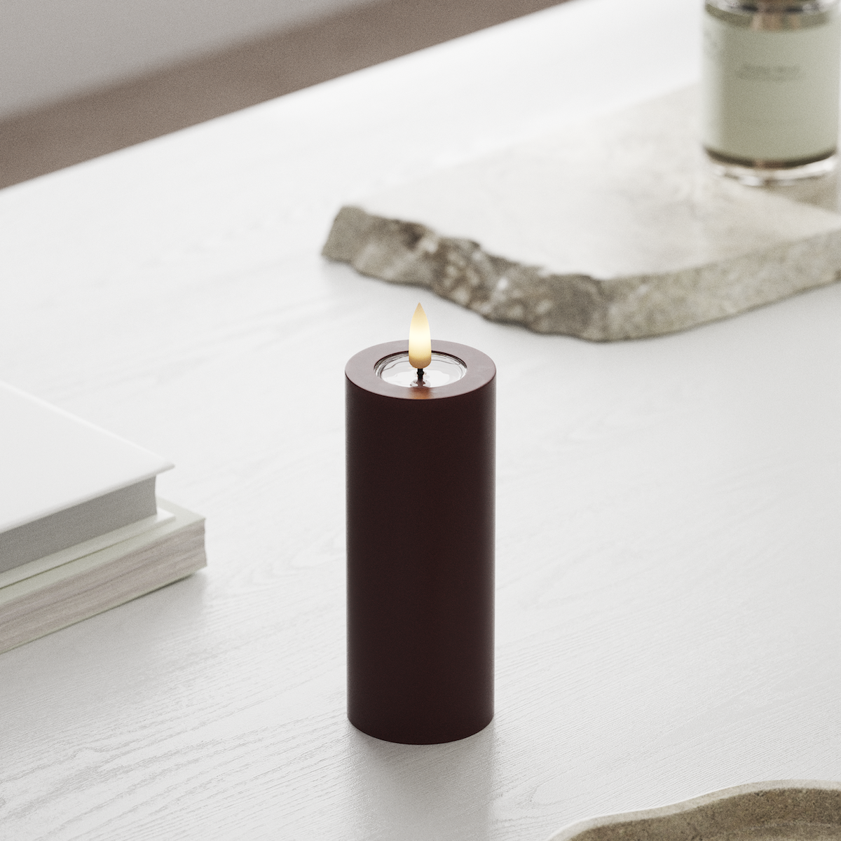 Deluxe Homeart LED Pillar candle Ø 5 x 12.5 cm Burgundy LED Pillar candle 1