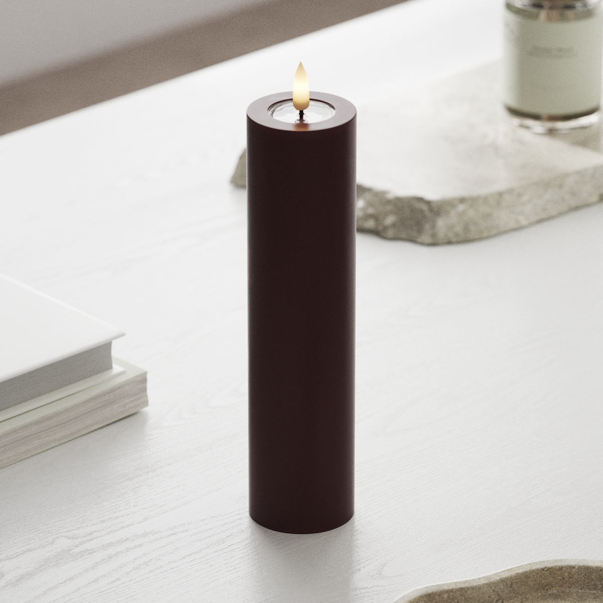 Deluxe Homeart LED Pillar candle Ø 5 x 20 cm Burgundy LED Pillar candle 1