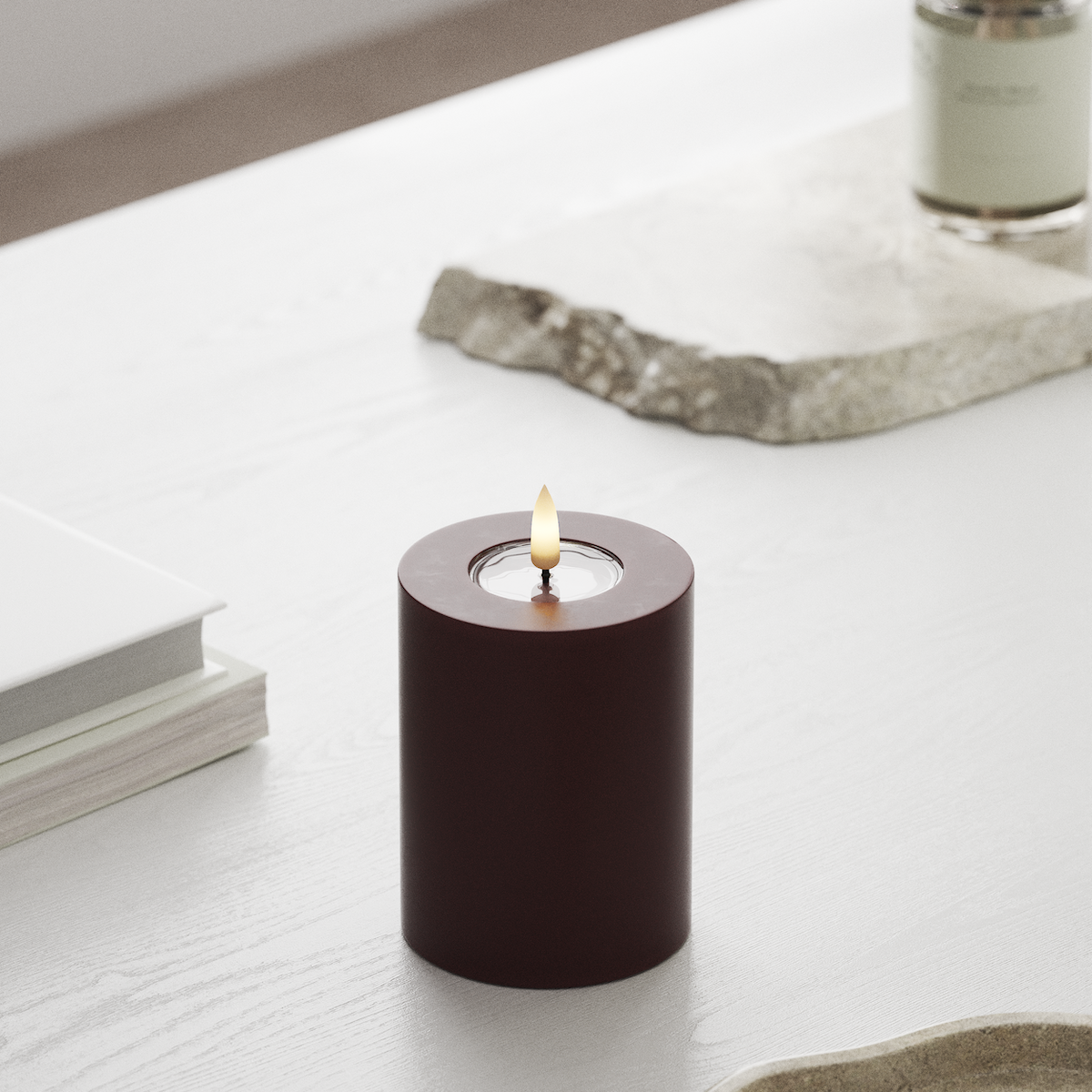 Deluxe Homeart LED Pillar candle Ø 7.5 x 10 cm Burgundy LED Pillar candle 1