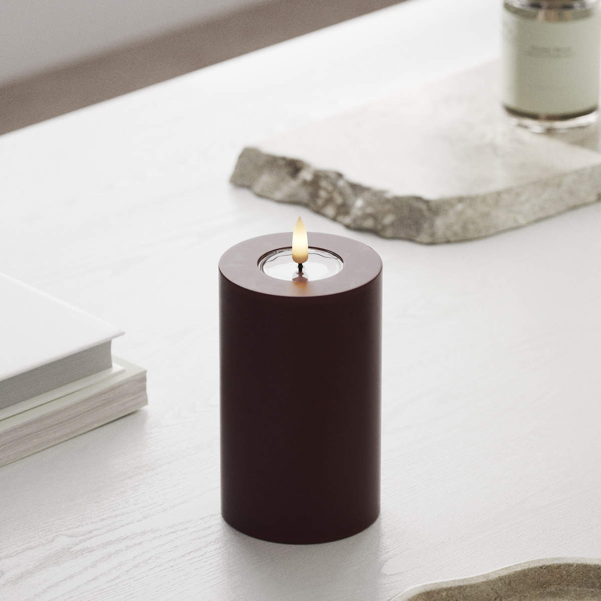 Deluxe Homeart LED Blockljus Ø 7,5 x 12,5 cm Bourgogne LED Blockljus 1