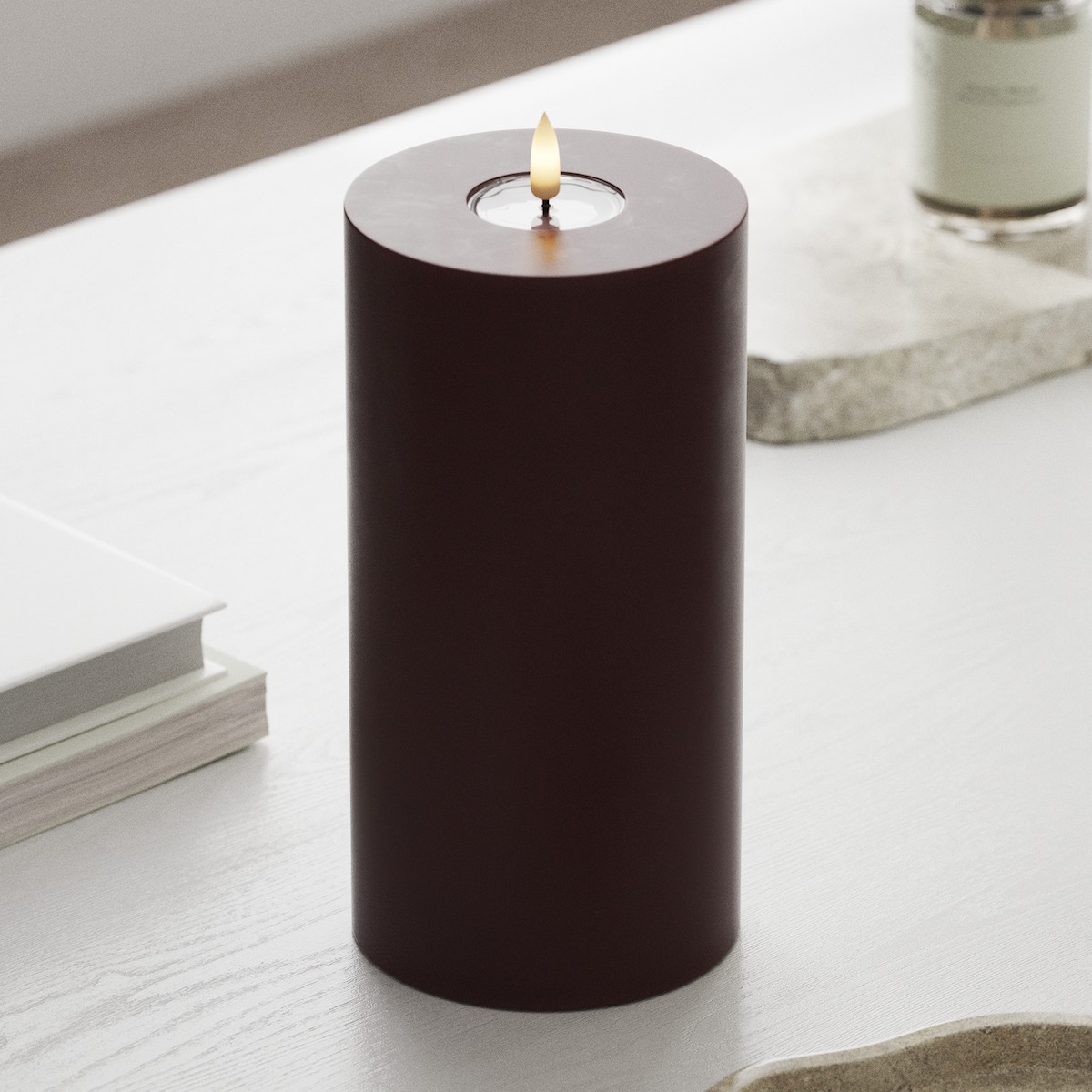 Deluxe Homeart LED Pillar candle Ø 10 x 20 cm Burgundy LED Pillar candle 1