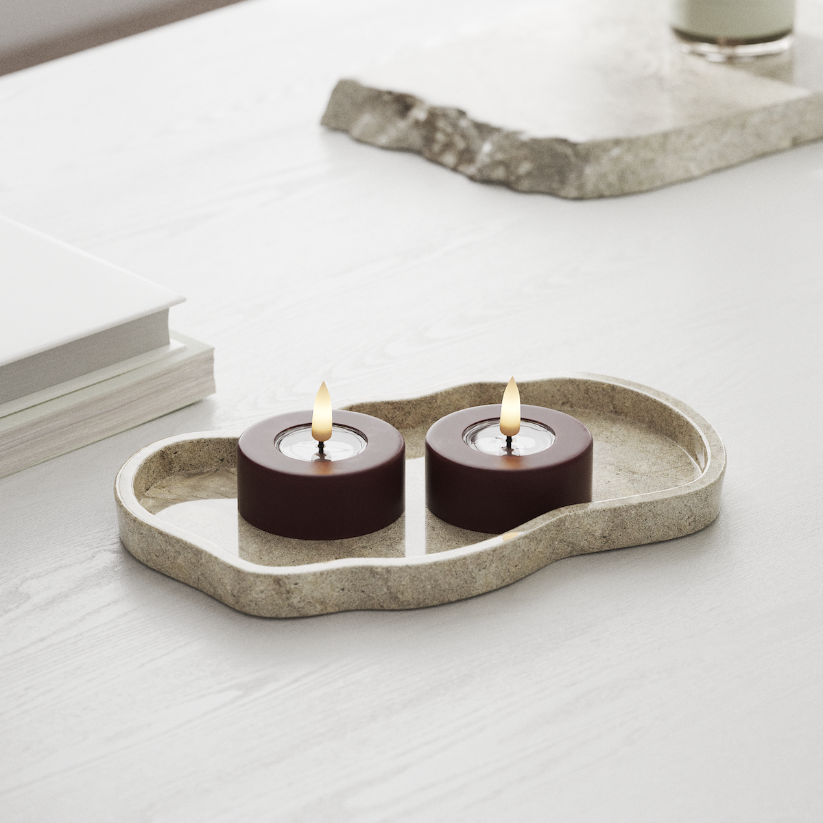 Deluxe Homeart LED Jumbo Tealight candle 2 pieces Large Burgundy LED jumbo Tealight candle 1