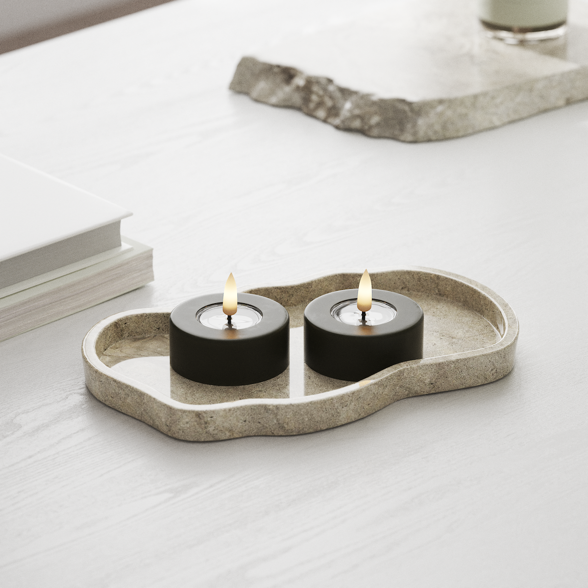 Deluxe Homeart LED Jumbo Tealight candle 2 pieces Large Dark Green LED jumbo Tealight candle 1