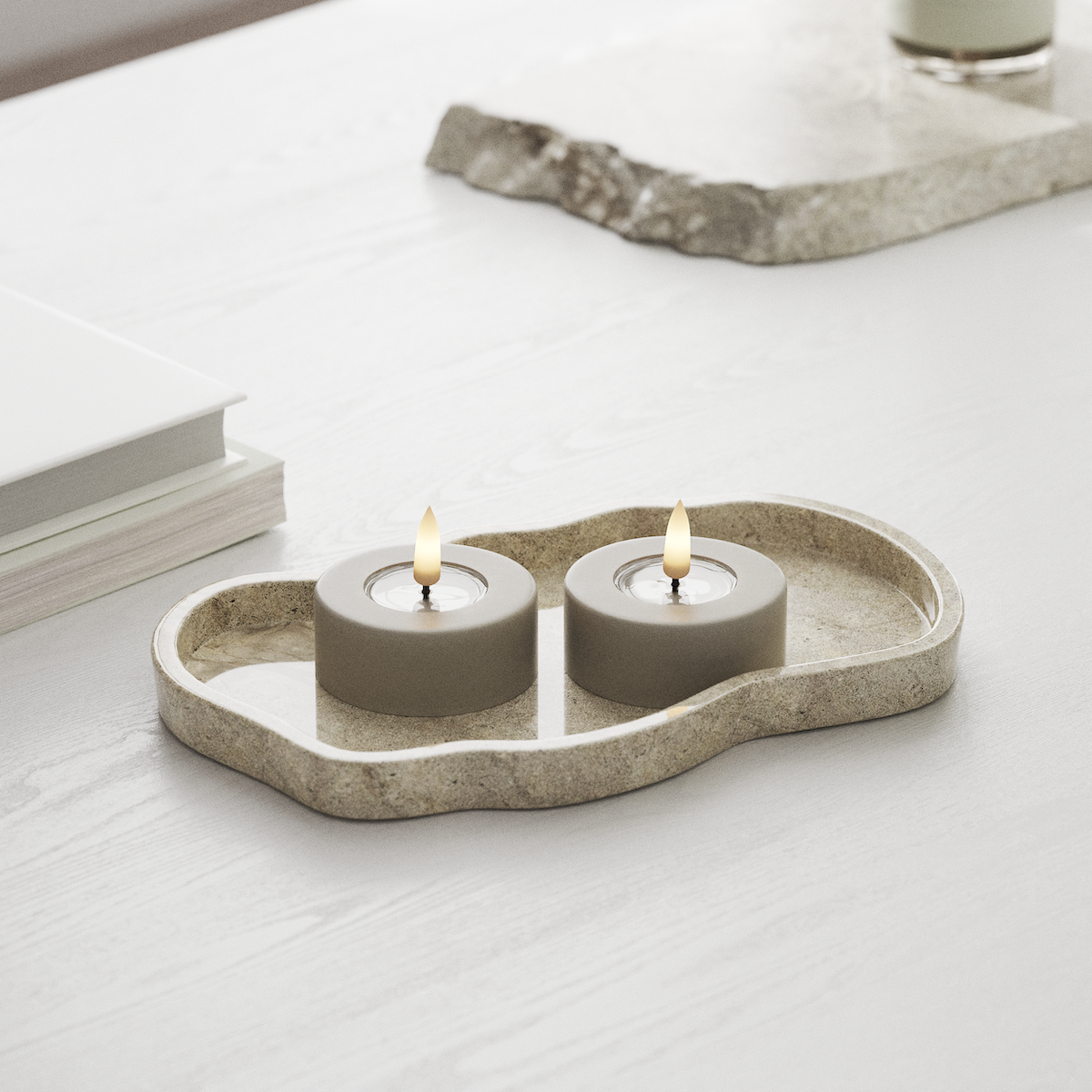 Deluxe Homeart LED Jumbo Tealight candle 2 pieces Large Sand LED jumbo Tealight candle 1