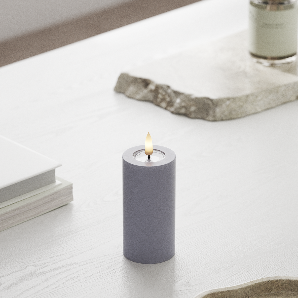 Deluxe Homeart Φωτιστικό μπλοκ LED Ø 5 x 10 cm Ξεθωριασμένο μπλε Φως μπλοκ LED 1