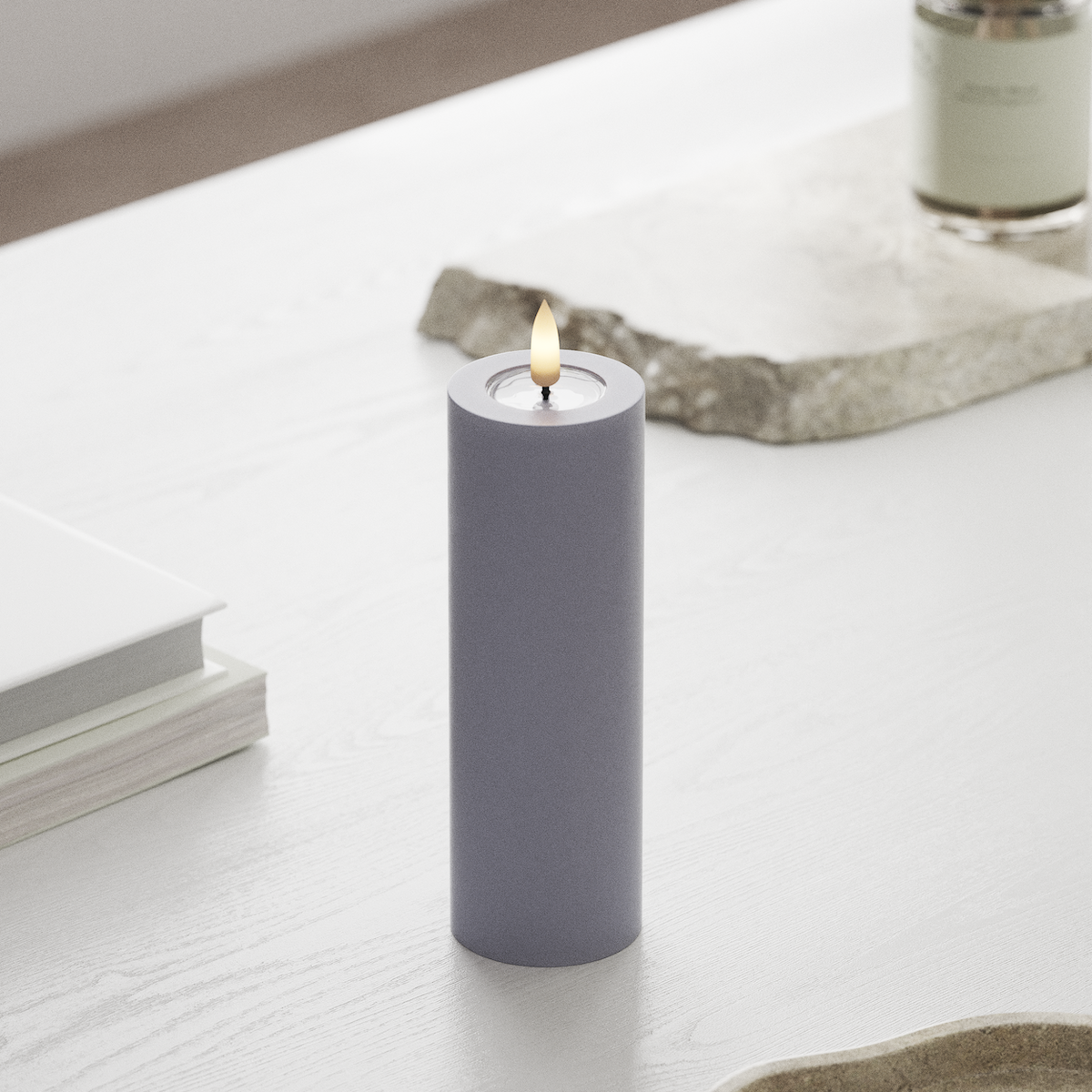 Deluxe Homeart LED Pillar candle Ø 5 x 15 cm Dusty Blue LED Pillar candle 1