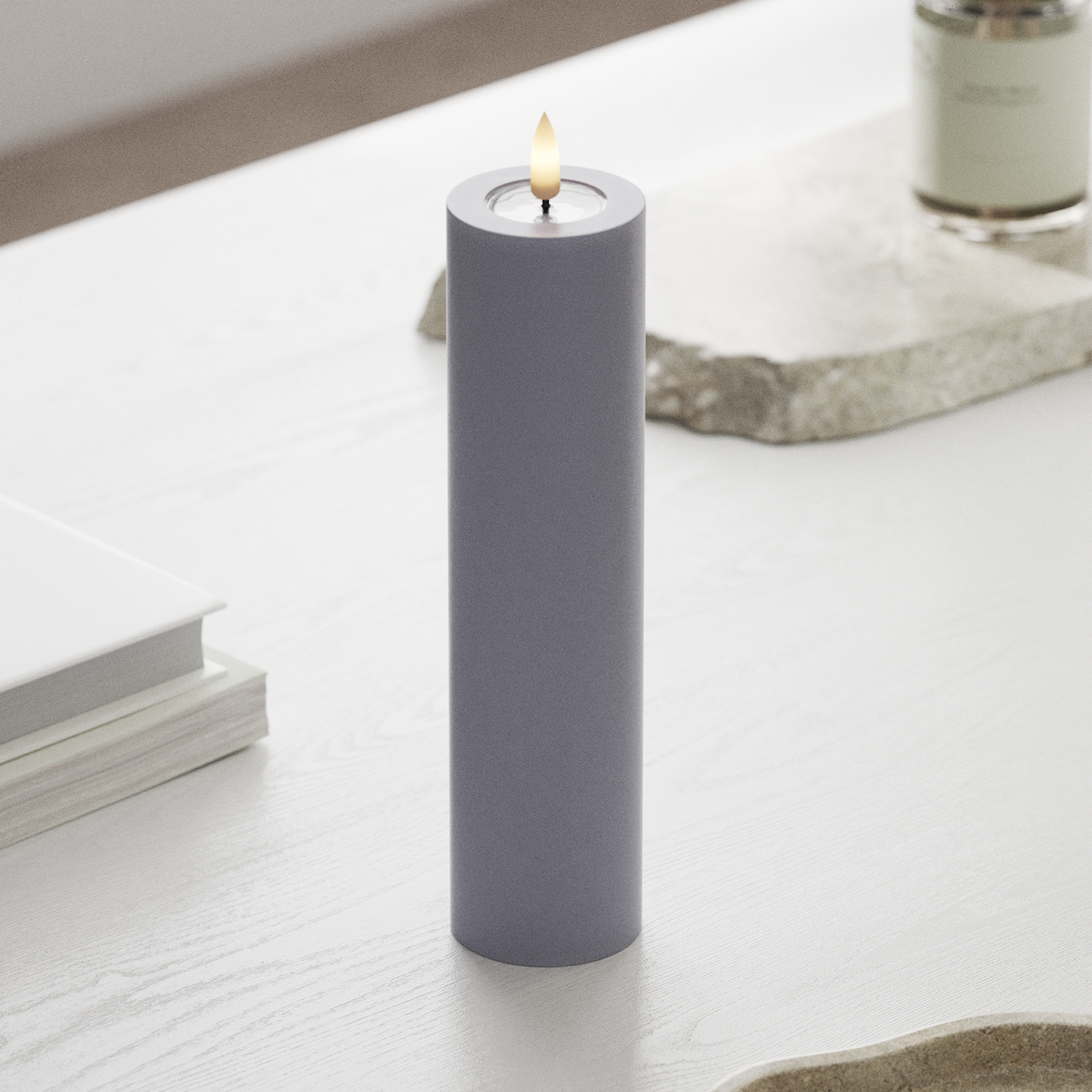 Deluxe Homeart LED Pillar candle Ø 5 x 20 cm Dusty Blue LED Pillar candle 1