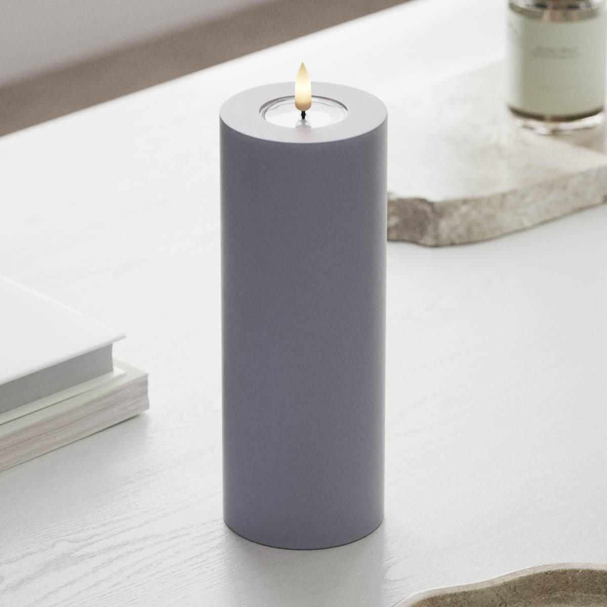 Deluxe Homeart LED Pillar candle Ø 7.5 x 20 cm Dusty Blue LED Pillar candle 1