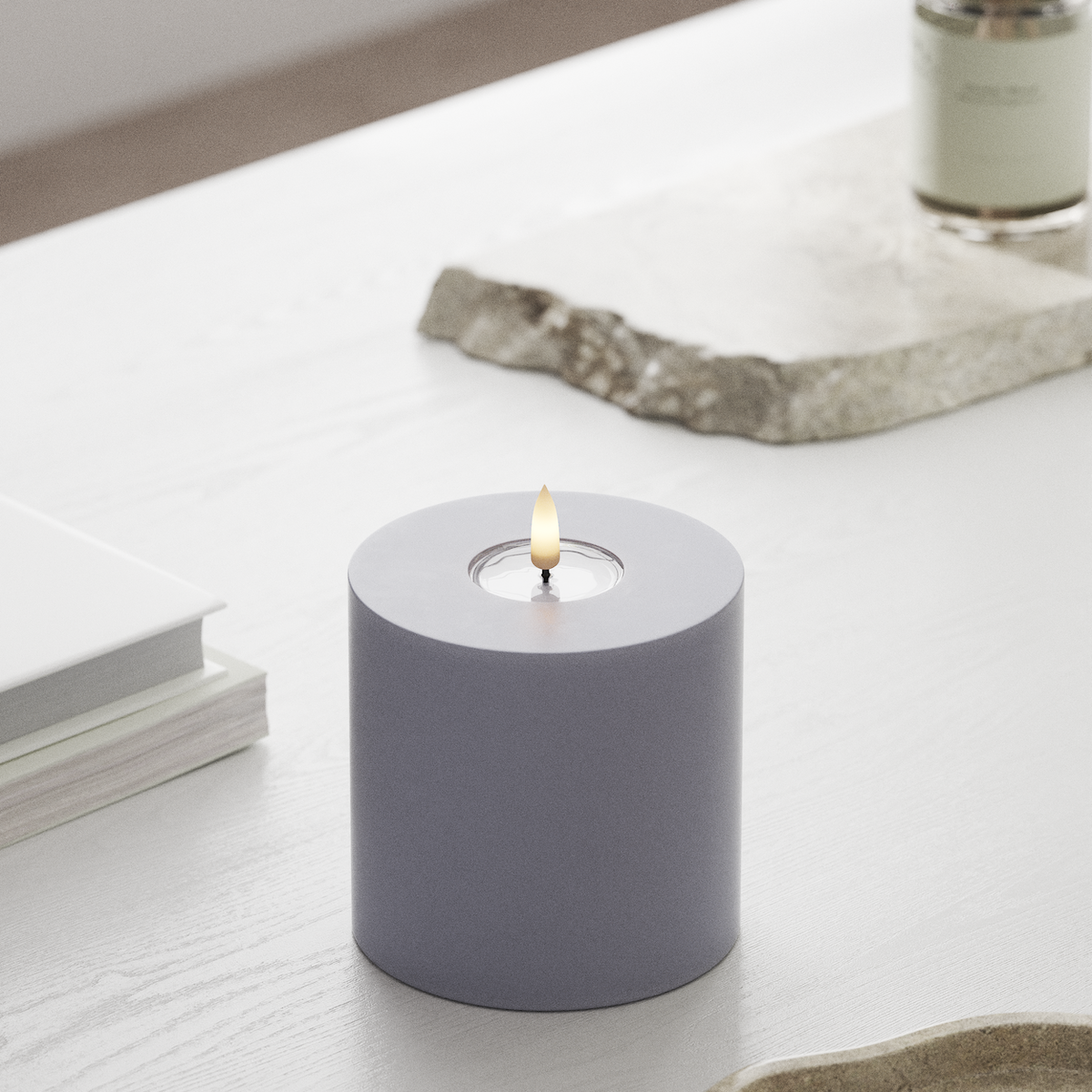 Deluxe Homeart LED Pillar candle Ø 10 x 10 cm Dusty Blue LED Pillar candle 1