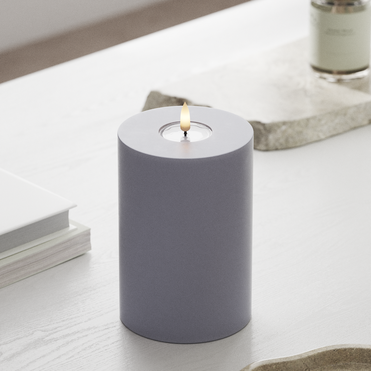 Deluxe Homeart LED Pillar candle Ø 10 x 15 cm Dusty Blue LED Pillar candle 1