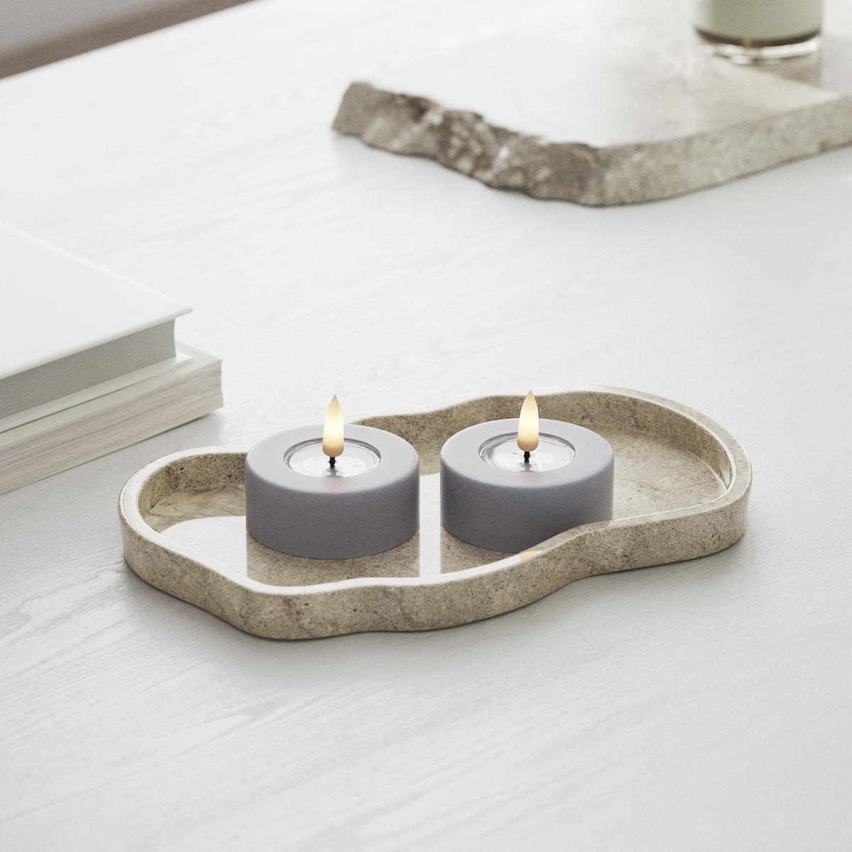 Deluxe Homeart LED Jumbo Tealight candle 2 pieces Large Dusty Blue LED jumbo Tealight candle 1