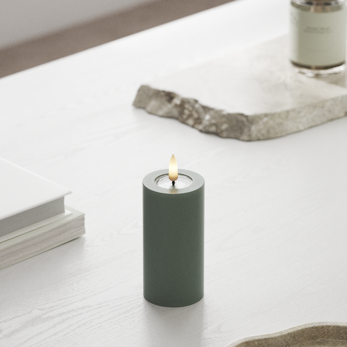 Deluxe Homeart LED Pillar candle Ø 5 x 10 cm Sage Green LED Pillar candle 1
